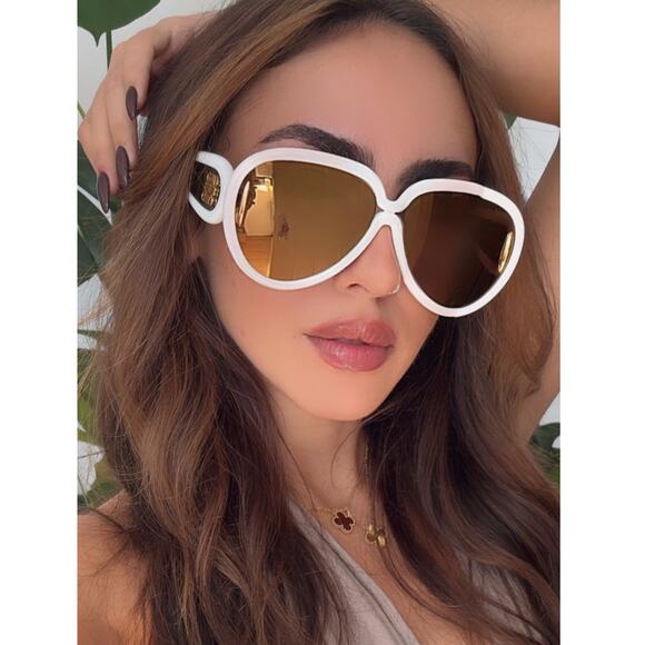 NEW Loewe LW40132I Sunglasses in White Gold Mirror